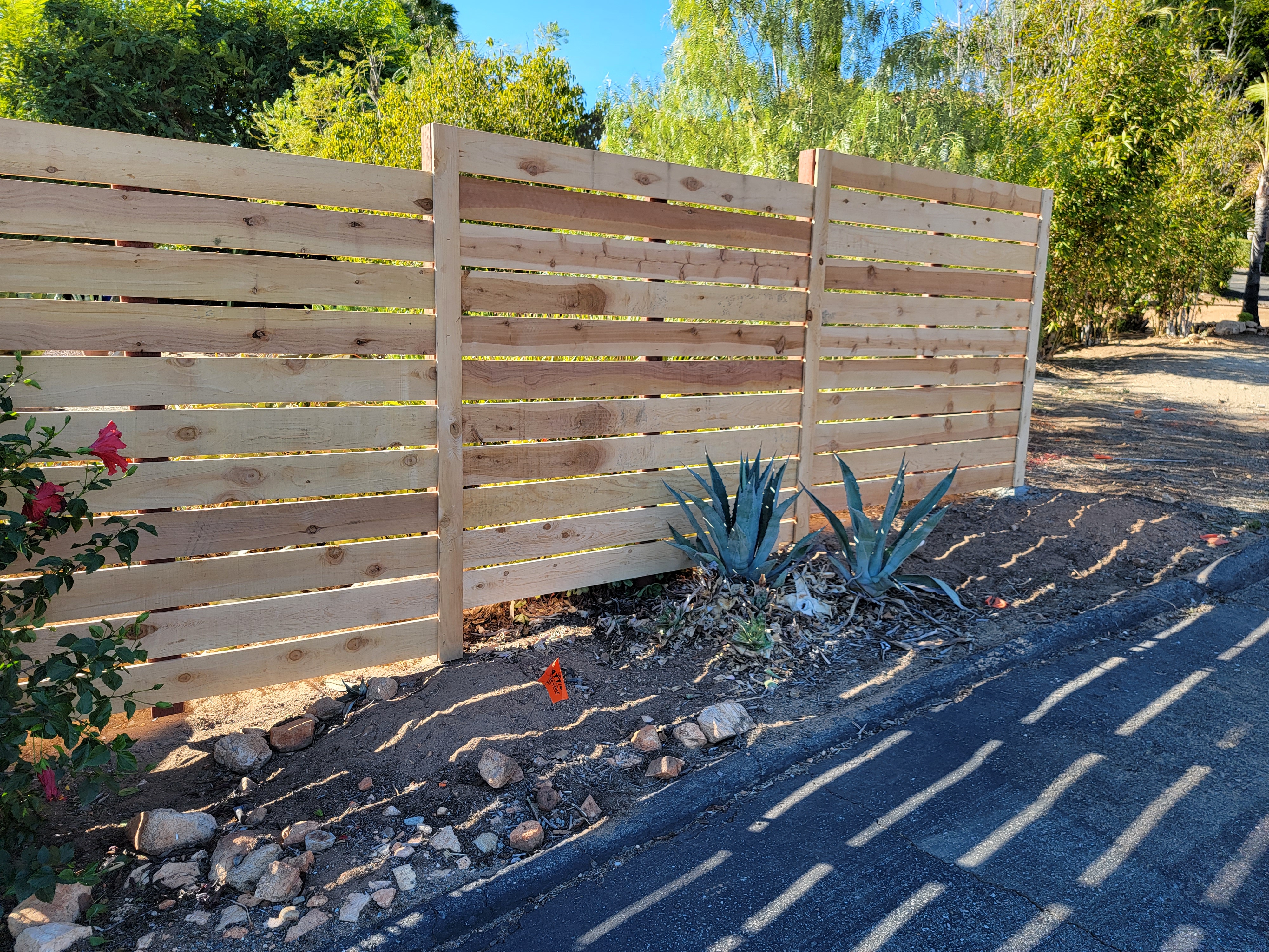 Horizontal cedar fence installed by Fence Craft in the Treasure Valley