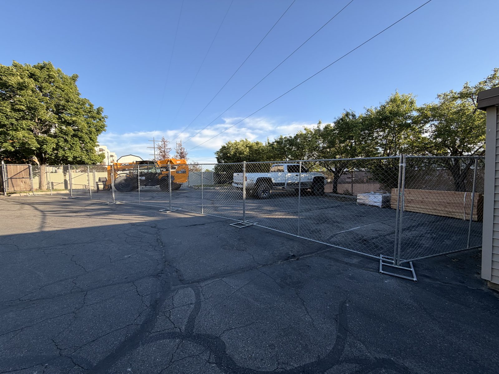 Temporary chain link fence panels around a Treasure Valley job site by Fence Craft